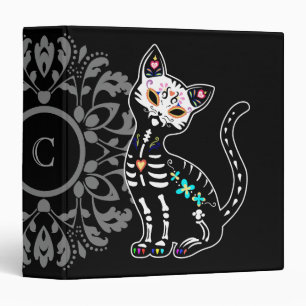Girly Day of the Dead cute cat custom personalized Binder