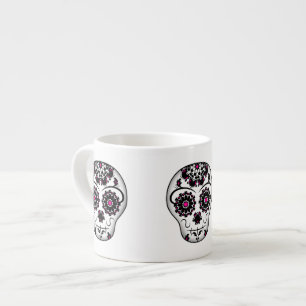 Girly day of the dead sugar skull espresso cup