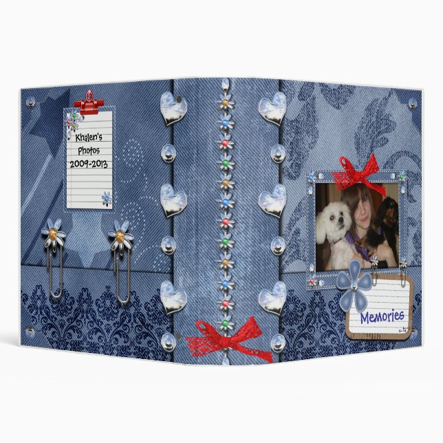 girly denim jeans photo memory binder (Background)