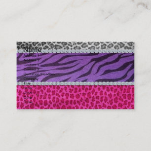 Girly Diamond Animal Print Business Card