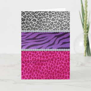 Girly Diamond Animal Print Card
