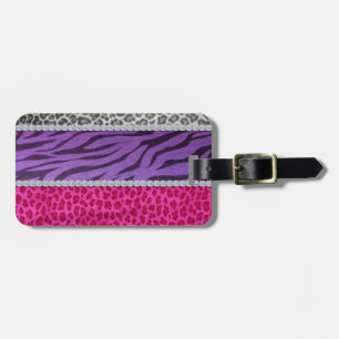 Girly Diamond Animal Print Luggage Tag
