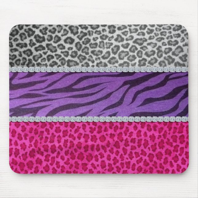 Girly Diamond Animal Print Mouse Pad (Front)