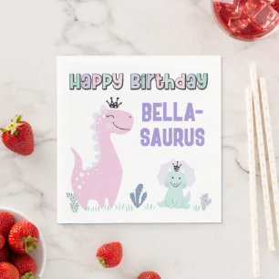 Girly Dinosaur A-Roar-able Birthday Party Any Age Napkin