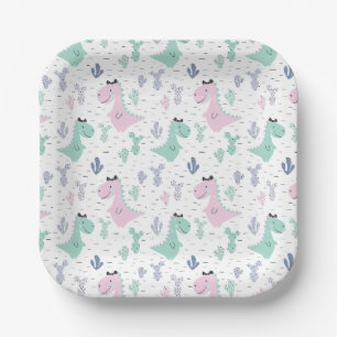 Girly Dinosaur A-Roar-able Birthday Party Any Age Paper Plate