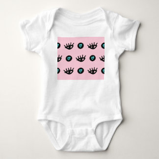 Girly Doodle: Eyes Hearts Seamless. Baby Bodysuit