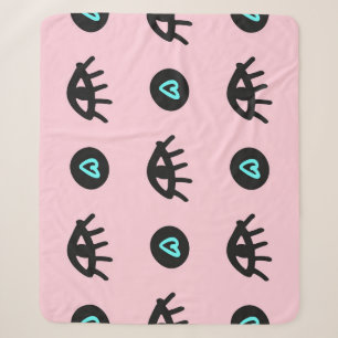 Girly Doodle: Eyes Hearts Seamless. Sherpa Blanket