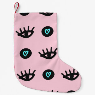 Girly Doodle: Eyes Hearts Seamless. Small Christmas Stocking
