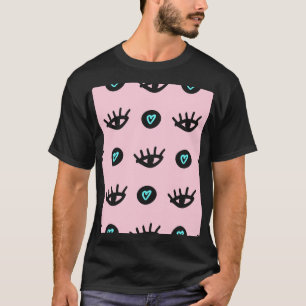 Girly Doodle: Eyes Hearts Seamless. T-Shirt