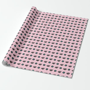 Girly Doodle: Eyes Hearts Seamless. Wrapping Paper