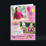 Girly Doodles Custom Photo Birthday Card<br><div class="desc">All photography is displayed as a sample only and is not for resale. This product is only intended to be purchased once sample photos are replaced with your own images.</div>