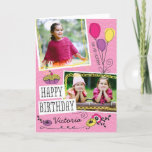 Girly Doodles Custom Photo Birthday Card<br><div class="desc">All photography is displayed as a sample only and is not for resale. This product is only intended to be purchased once sample photos are replaced with your own images.</div>