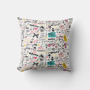 Girly Doodles Throw Pillow