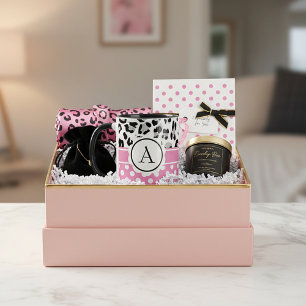 Girly dots and animals print monogram mug