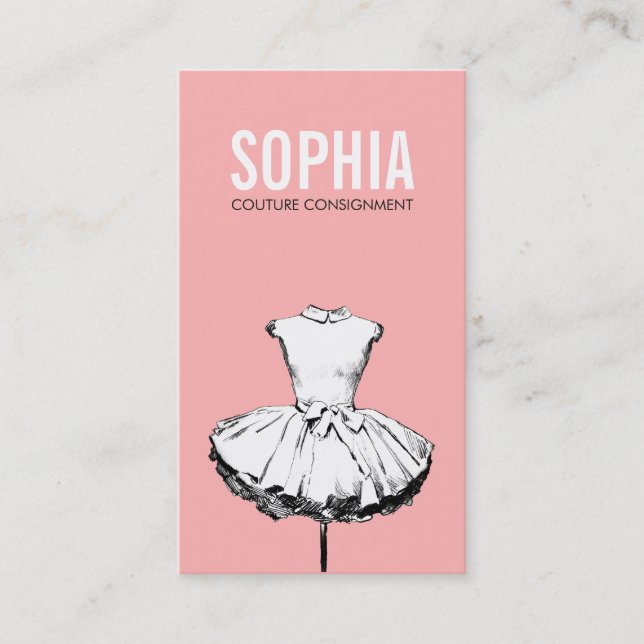 Girly Dress Pink Fashion Boutique Bold Typography Business Card (Front)