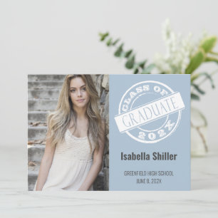 Girly Dusty Blue Photo Grad Graduation Party Invitation