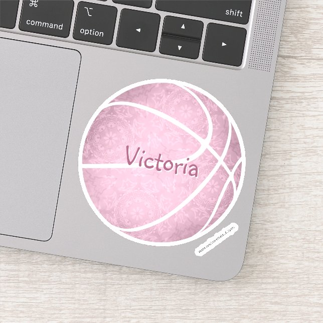 girly dusty pink basketball girls name (Detail)
