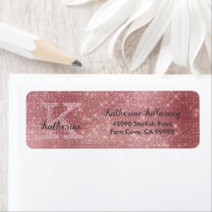 Girly Dusty Rose Gold Glam Monogram Return Address