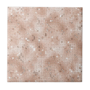 Girly Dusty Rose Pink Pattern Glam Bling Chic Tile