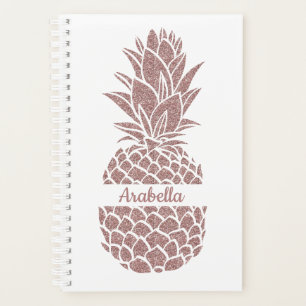 Girly Elegant Blush Pink Glitter Pineapple Name Planner