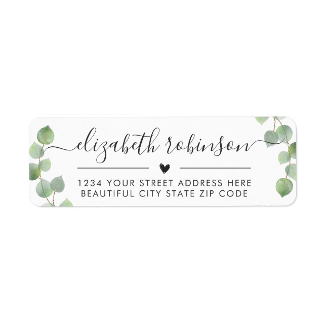 Girly Elegant Chic Script Heart Address Label (Front)