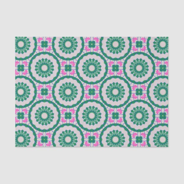 Girly Elegant Colourful Mosaic Geometric Pattern Tissue Paper (Front)