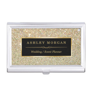 Girly Elegant Gold Glitter Sparkles Pattern Business Card Holder