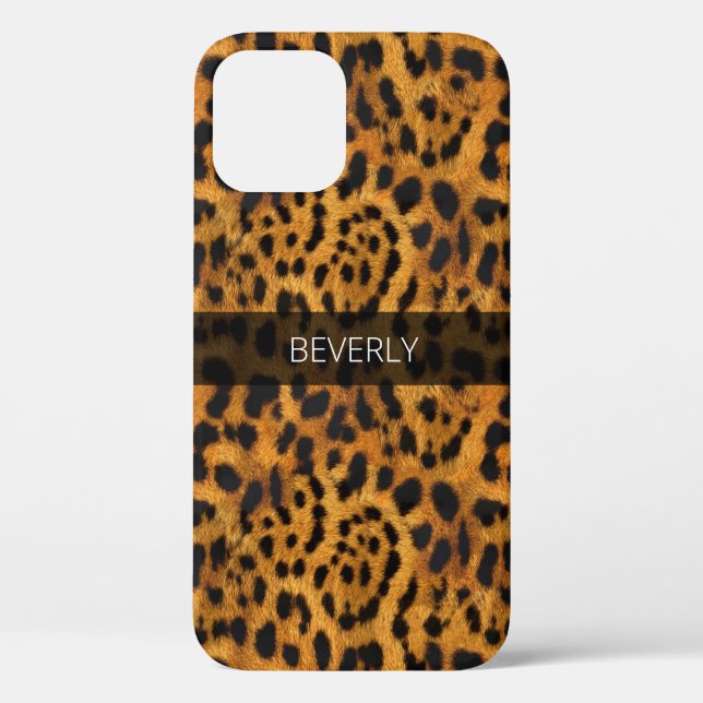 Girly Elegant Jaguar Skin Print Name Personalized Case-Mate iPhone Case (Back)