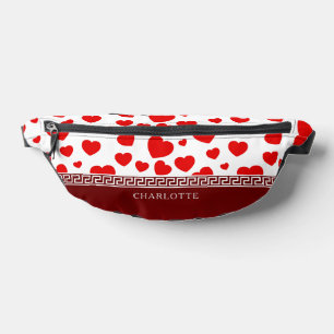 Girly Elegant Red Heart Custom Name  Fanny Pack