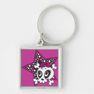 Girly Emo Skull Keychain