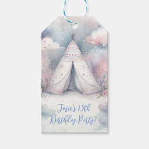 Girly Enchanted Teepee Sleepover Birthday Party Gift Tags