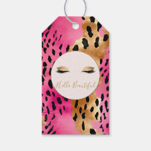Girly Eyelashes Pink Glam Gold Sparkle Leopard Gift Tags