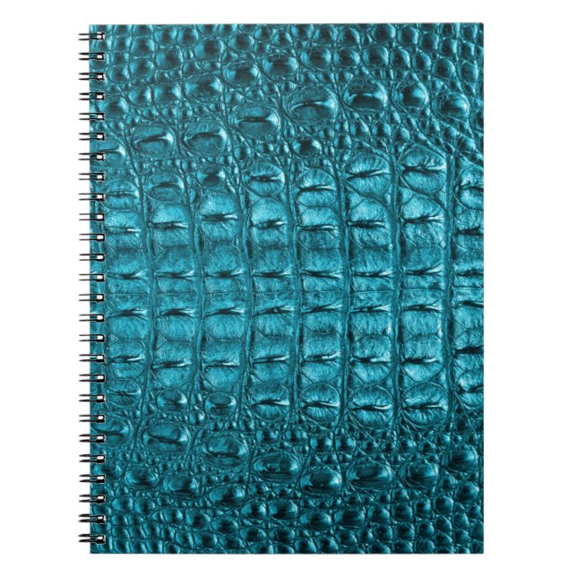 girly fashion turquoise blue Alligator Leather Notebook (Front)