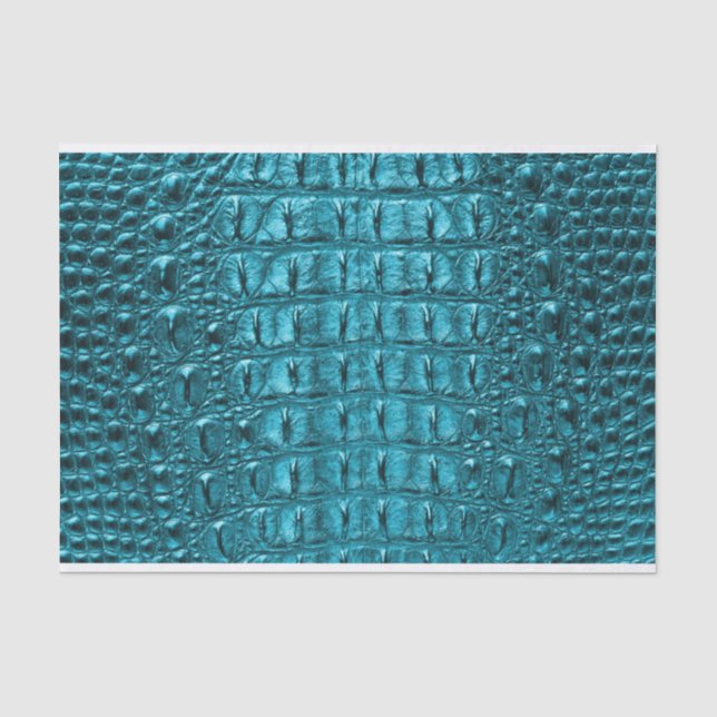 girly fashion turquoise blue Alligator Leather Tissue Paper (Front)