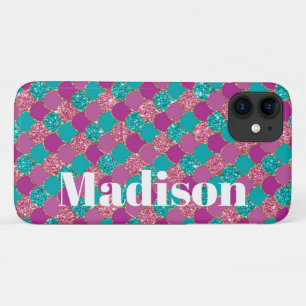 Girly Faux Glitter Mermaid Scales Pattern Case-Mat iPhone 11 Case