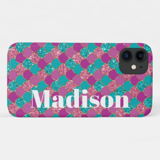 Girly Faux Glitter Mermaid Scales Pattern Case-Mat iPhone 11 Case