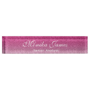 Girly Faux Glittery Hot Pink Ombre  Nameplate