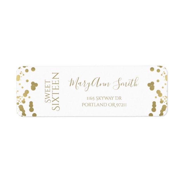 Girly Faux Gold Foil Confetti Sweet Sixteen (Front)