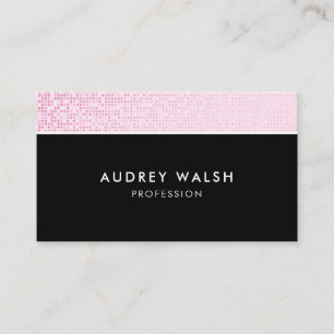 Girly Faux Pink Sequin Striped Business Card
