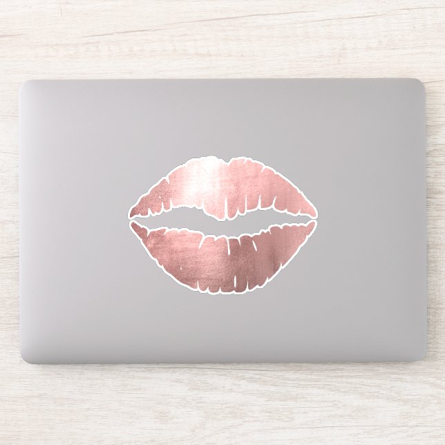 Girly Faux Rose Gold Ombre Foil Lipstick Kiss (Computer)