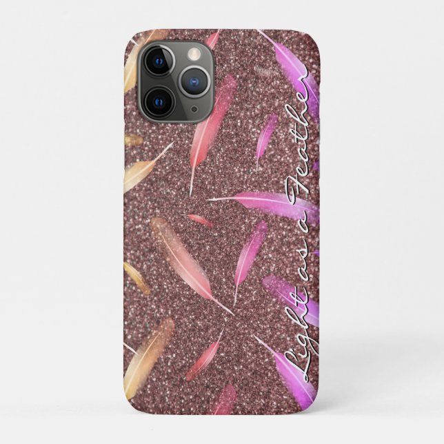 Girly Feathers Rose Gold Glitter Script Case-Mate iPhone Case (Back)