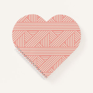 Girly feminine Blush pink Geometric Pattern Heart Notebook