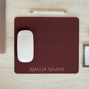 Girly Feminine Dark Red & Gold Typography  Mouse Pad