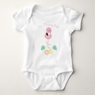 Girly Flocking Cute Funny Tropical Flamingo Pink Baby Bodysuit