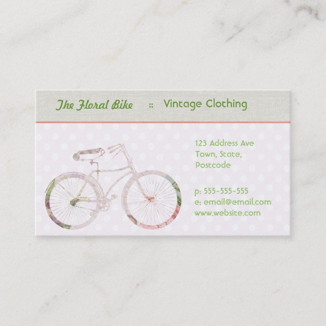 Girly Floral Bike Business Card (Front)