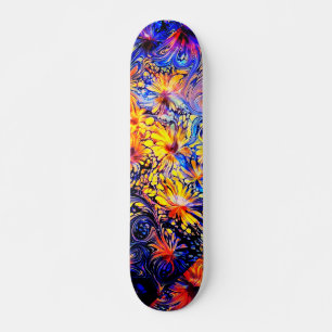 Girly Floral Blue Goddess Art Skateboard Deck