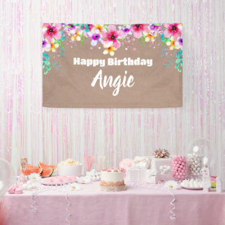 Girly floral craft party banner backdrop 