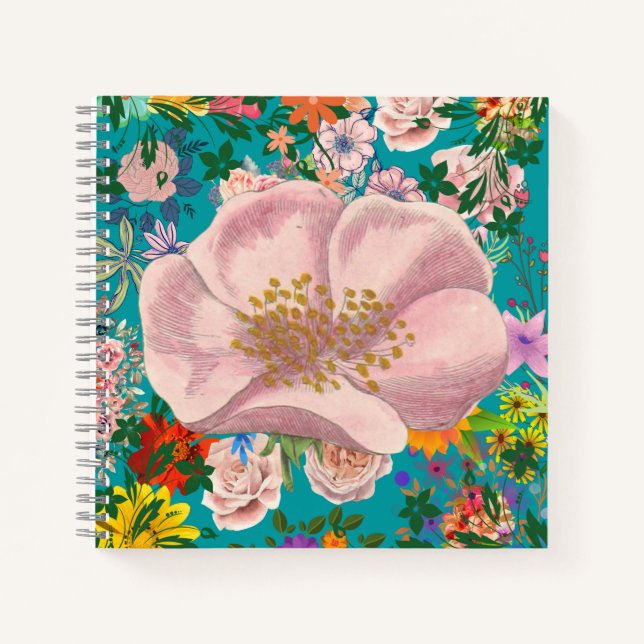 Girly floral diary notebook (Front)
