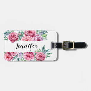 Girly floral luggage monogram tag