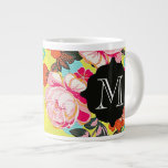 Girly Floral Paisley Monogram Giant Mug<br><div class="desc">Cute and Girly Coffee Mugs</div>